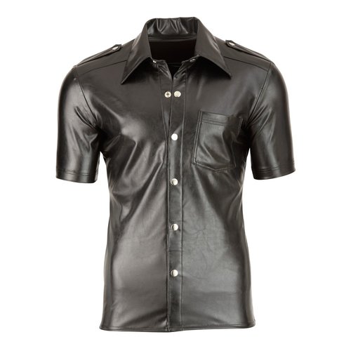 Svenjoyment Ruige Biker Wetlook Shirt met Studs