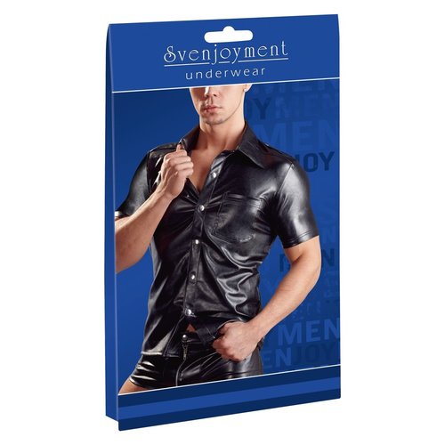 Svenjoyment Ruige Biker Wetlook Shirt met Studs