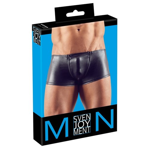 Svenjoyment Kunstleer Wetlook Shorts Dubbele Rits