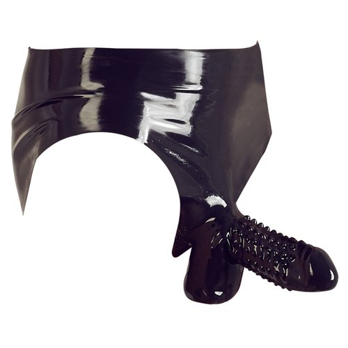 Late X Latex Slip met Genopte Penis Sleeve