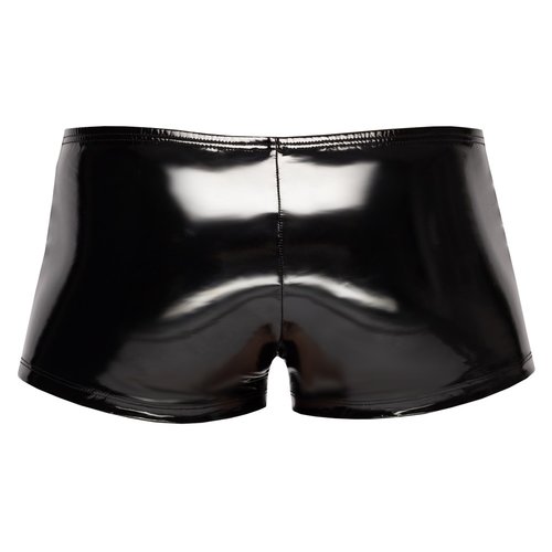 Black Level Vinyl Lak Wetlook Shorts met Gewatteerde Stiksels