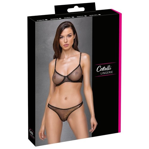 Cottelli Collection Lingerie Mesh Lingerie Set met Glinsterend Effect