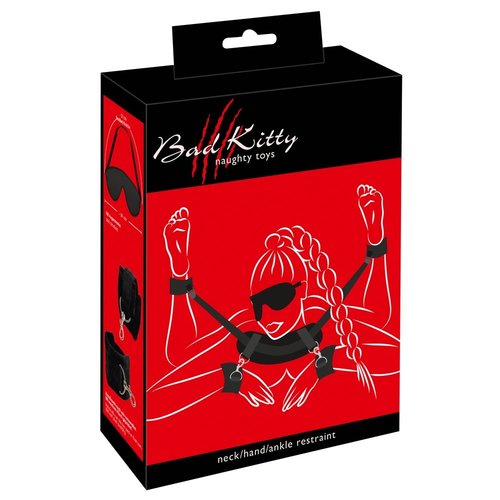 Bad Kitty Hogtie Lichaams Bondage Set met Neksteun