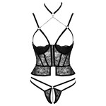 Abierta Fina Longline Korset Open Lingerie Set