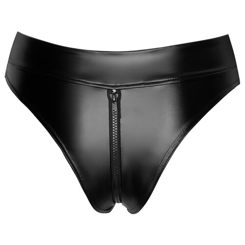 Noir Taille Holder Wetlook Slip met Rits