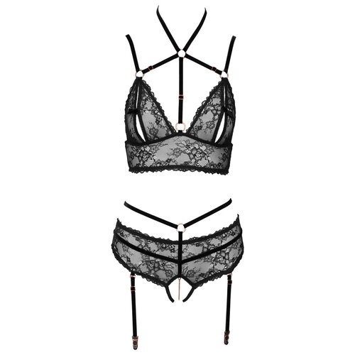 Abierta Fina Elegante Bralette Jarretel Lingerie Set