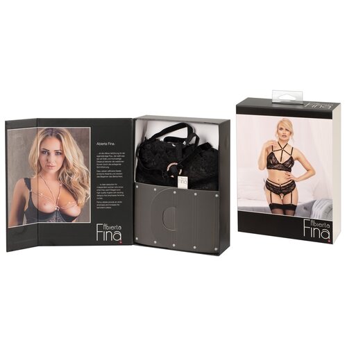 Abierta Fina Elegante Bralette Jarretel Lingerie Set