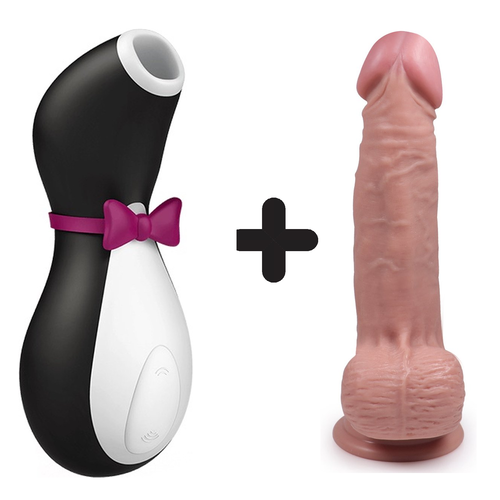 Satisfyer Satisfyer Penguin met Handful Medium Dildo Combinatie Voordeel Set