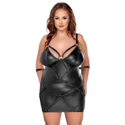 Boeiende Curvy Wetlook Mini Jurk