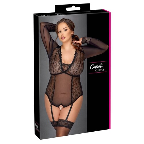 Cottelli Curves Open Kruis Bodysuit Curvy Vrouwen