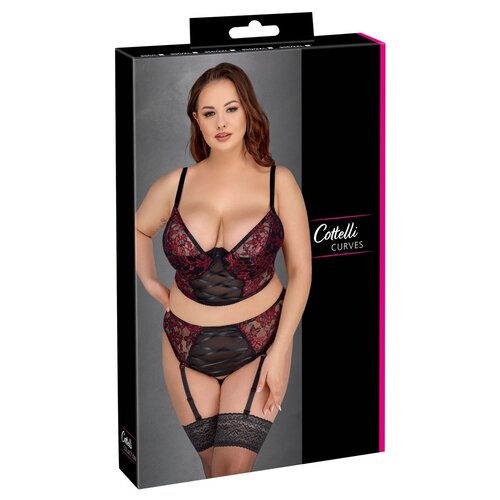 Cottelli Curves Curvy Lingerie Set met Rode Motieven