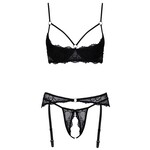 Cottelli Collection Lingerie Open Jarretel Set met Strass Elementen