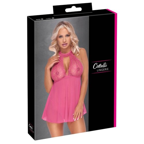 Cottelli Collection Lingerie Roze Babydoll Set Licht Transparant