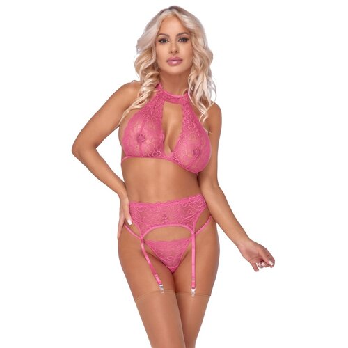 Cottelli Collection Lingerie Jarretel Set Fijn Transparant Kant