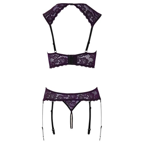 Cottelli Collection Lingerie Longline Jarretel Set Open Kruis met Parels