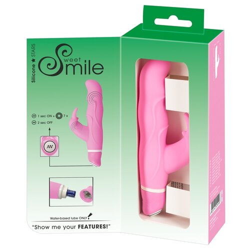 Sweet Smile ‘G-Bunny’ Vibrator Rabbit Variant met Geribbeld Structuur en Stimulus Golven – Roze