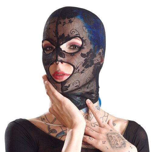 Bad Kitty Elegante Mesh Bondage Hoofd Masker met Borduursels