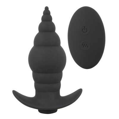 Black Velvets Bolvormige Vibratie Plug Geribbeld Bolvormige Vibratie Plug Geribbeld