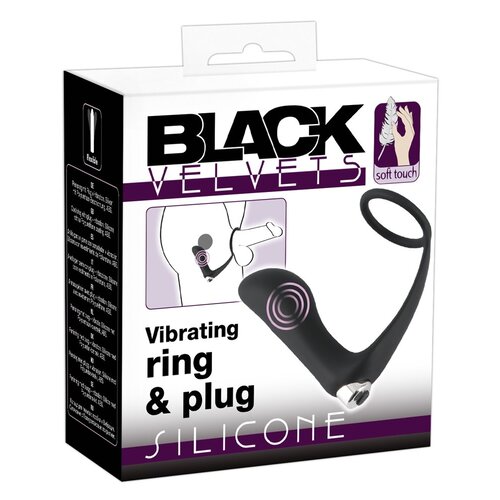 Black Velvets Cockring met Vibratieplug