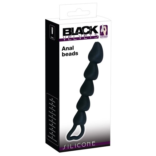 Black Velvets Siliconen Anal Beads met 5 Stimulerende Hartjes