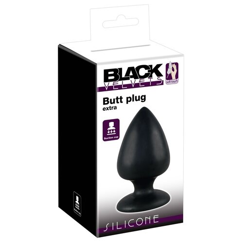 Black Velvets Extra Large Siliconen Buttplug met Zuignap