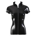 Late X Latex Vrouwen Shirt met Kraag en Rits Sluiting