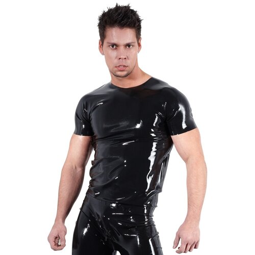 Late X Latex Shirt in Klassieke Vorm met Korte Mouwen