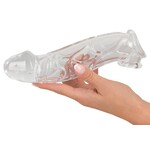 Crystal Geaderde Penis Sleeve Huls met Masssieve Eikel