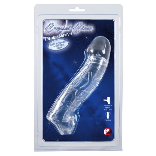 Crystal Geaderde Penis Sleeve Huls met Masssieve Eikel