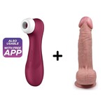 Satisfyer Satisfyer Pro 2 Gen 3 Rood Connect App met Handful Medium Dildo Combinatie Voordeel Set