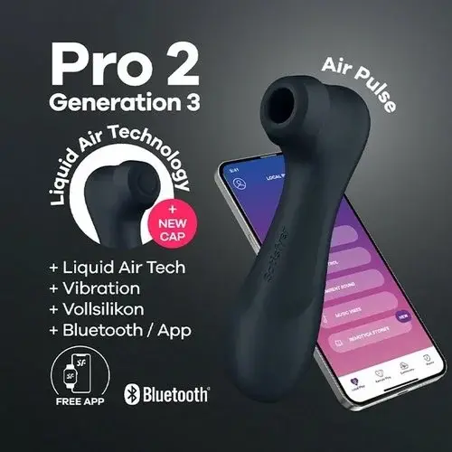 Satisfyer Satisfyer Pro 2 Gen 3 Zwart Connect App met Handful Medium Dildo Combinatie Voordeel Set