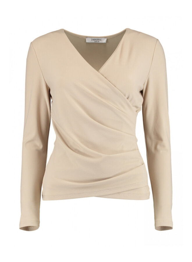 TOP STRETCH OVERSLAG ELANIE BEIGE