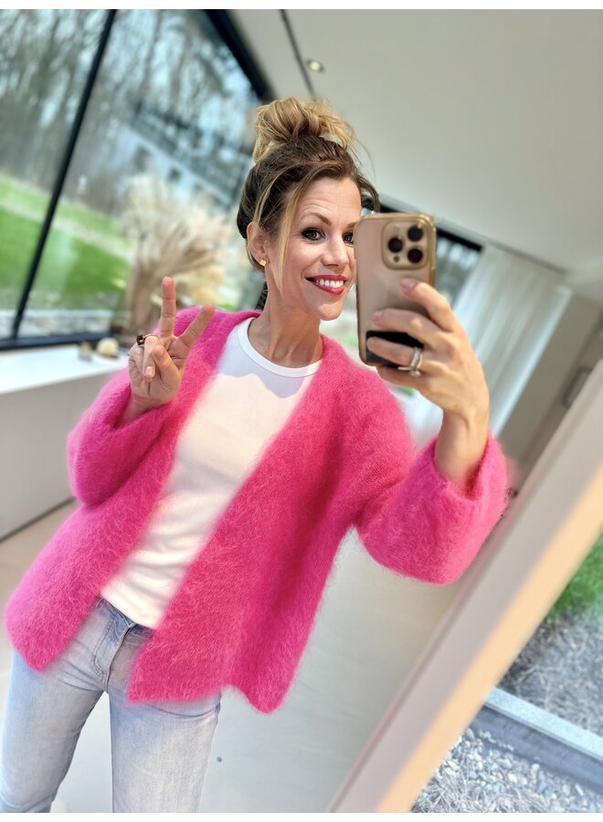 VEST MOHAIR/KASJMIER SUPER PINK