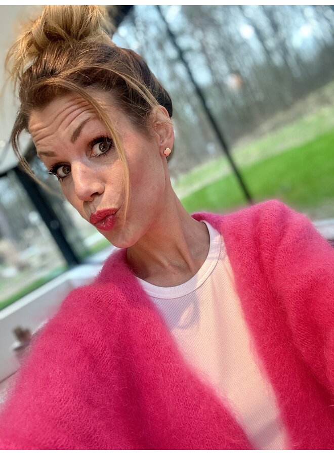 VEST MOHAIR/KASJMIER SUPER PINK