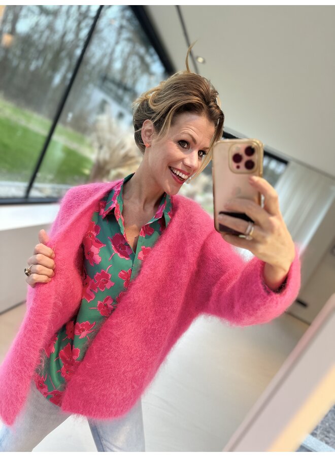 VEST MOHAIR/KASJMIER SUPER PINK