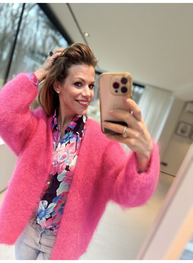 VEST MOHAIR/KASJMIER SUPER PINK