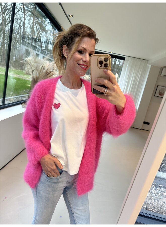 VEST MOHAIR/KASJMIER SUPER PINK