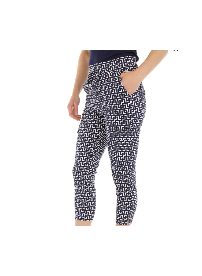 BROEK TRAVEL FAWNA WHITE/BLUE