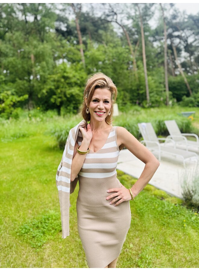 JURK TWINSET STRIPE BEIGE/WHITE AA3392