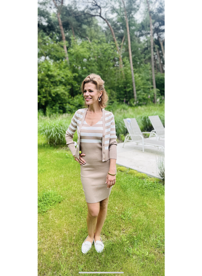 JURK TWINSET STRIPE BEIGE/WHITE AA3392