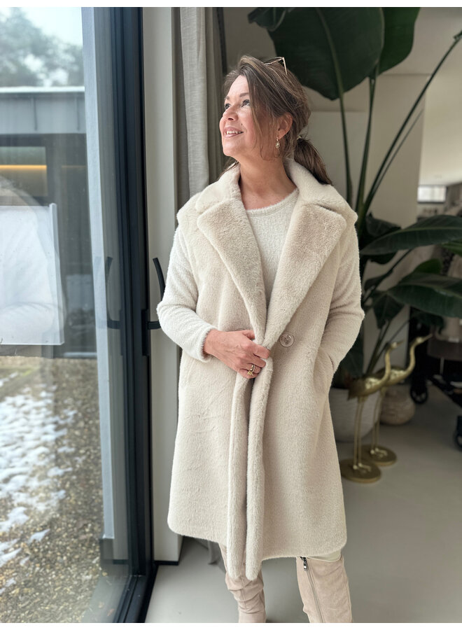 FAKE FUR MOUWLOOS GILET BEIGE 25