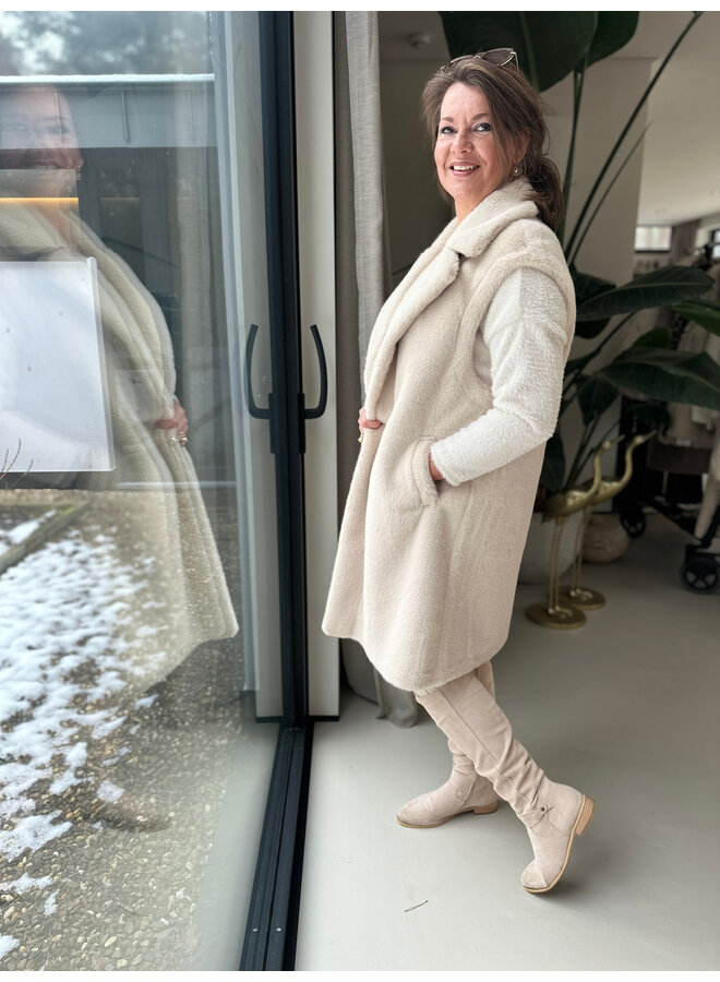 FAKE FUR MOUWLOOS GILET BEIGE 25