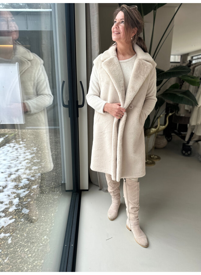 FAKE FUR MOUWLOOS GILET BEIGE 25