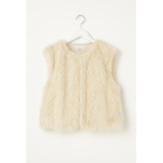 BODYWARMER FAKE FUR BEIGE JS