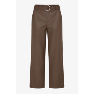 BROEK LEERLOOK&RIEM CHOCO