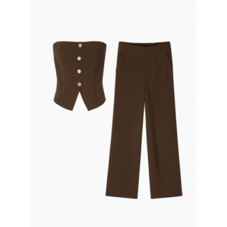 SET GILET/ BROEK CHOCO STRAPLESS
