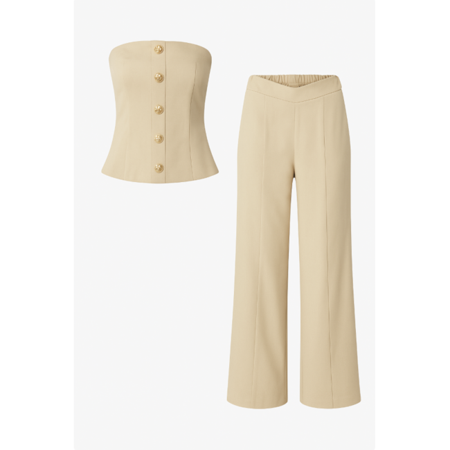 SET GILET/ BROEK BEIGE STRAPLESS