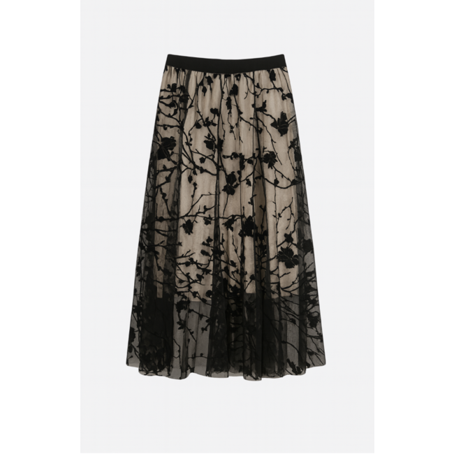 ROK TULE  PRINT BLACK HFE6182 MIDI