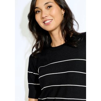 TOP ROMYSTRIP 3/4 BLACK/OFFWHITE