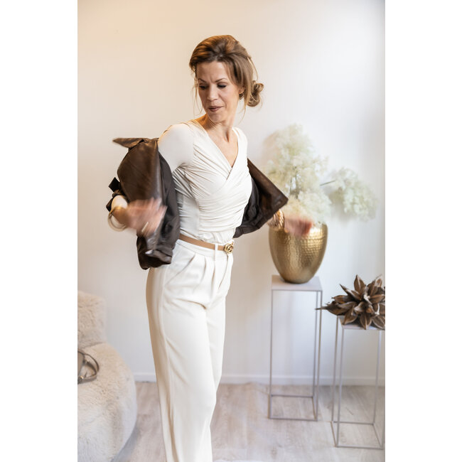 PANTALON FLOWY CREME 23717